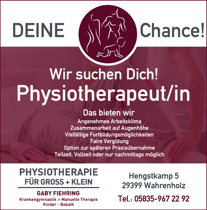 Stellenanzeige Physiotherapeut(in)